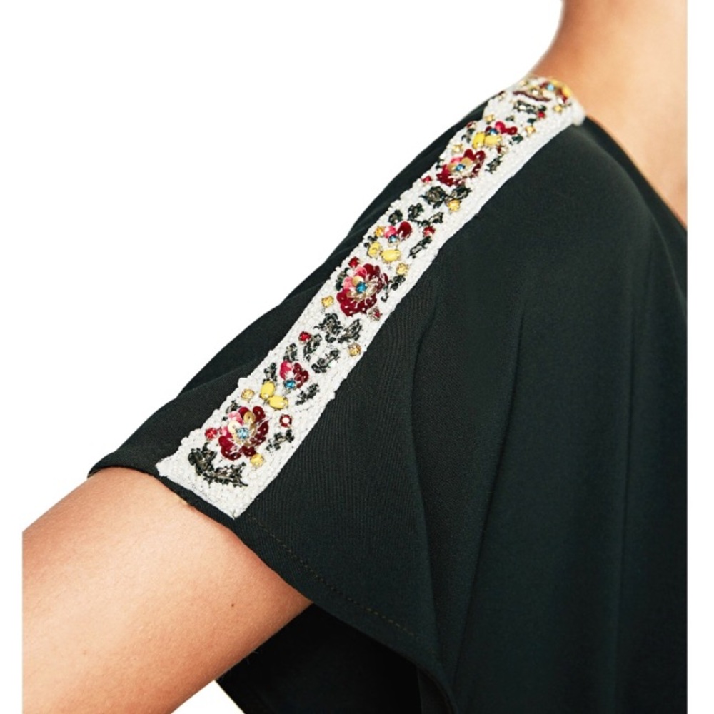 Zara • M • forest green jumpsuit w/ shoulder gems - Picture 5 of 8